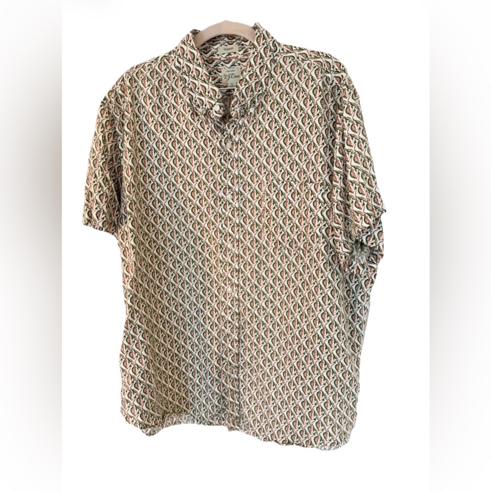 J. Crew Geometric Patterned Casual linen Shirt - Multicolor XL